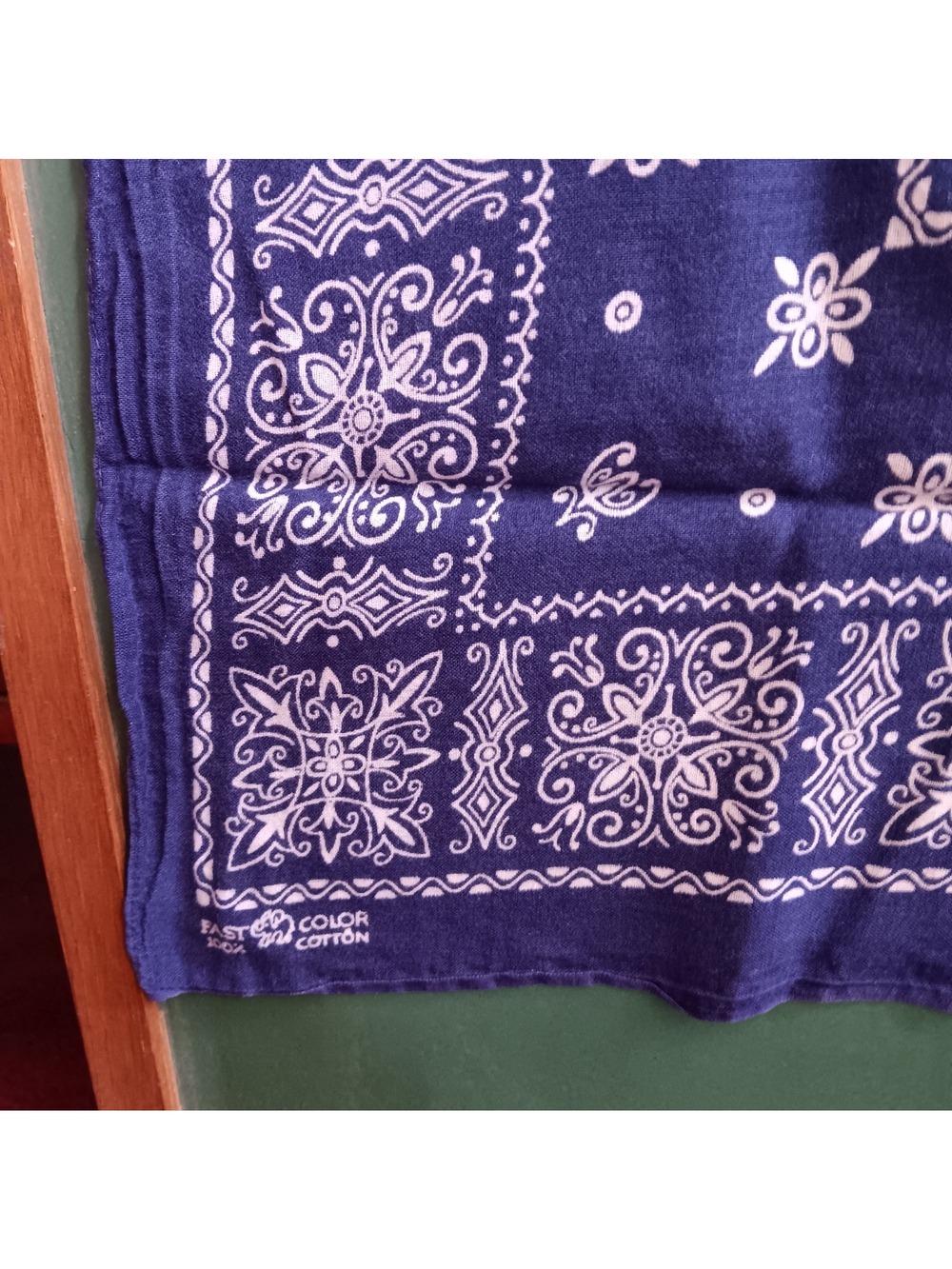 Trunk Up Fast Color Vintage Blue Hanky Bandana Western Cowboy USA COtton 1960s